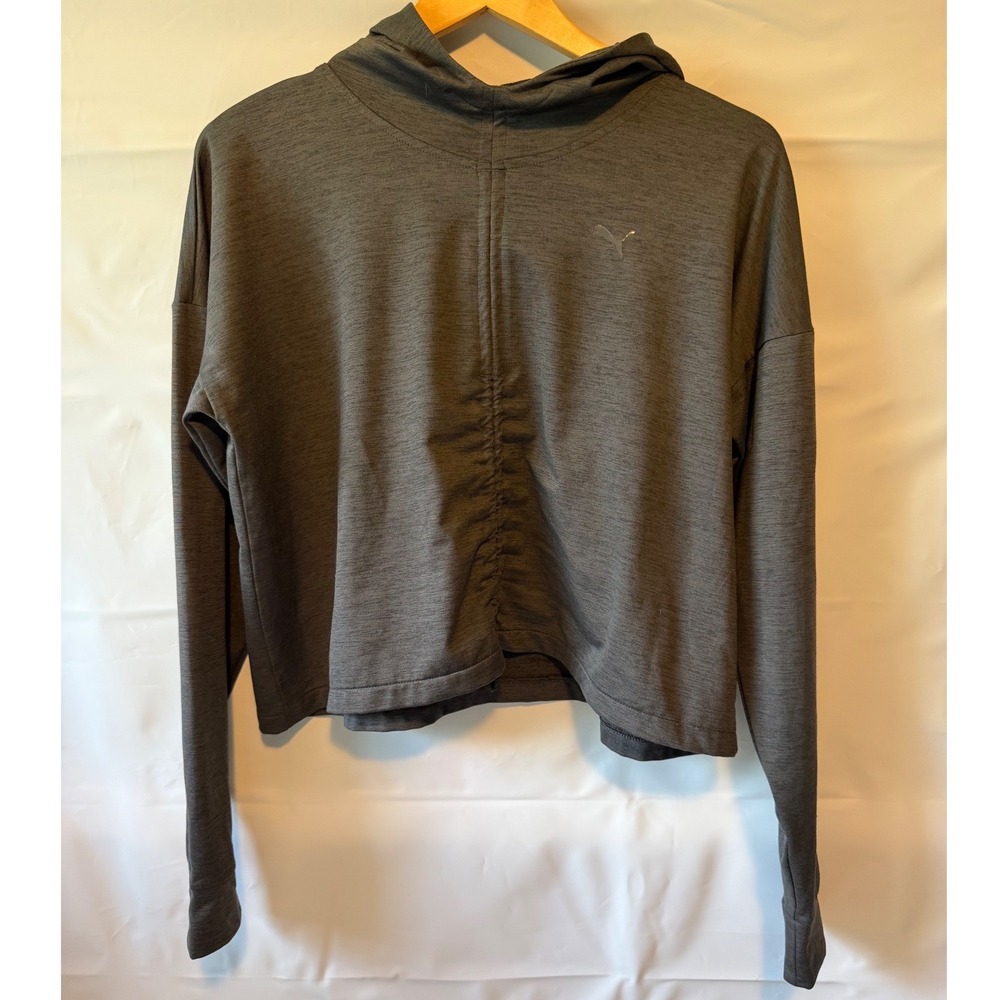 Puma Cloudspun Cinched Front Training Hoodie Gray Heather Womens M